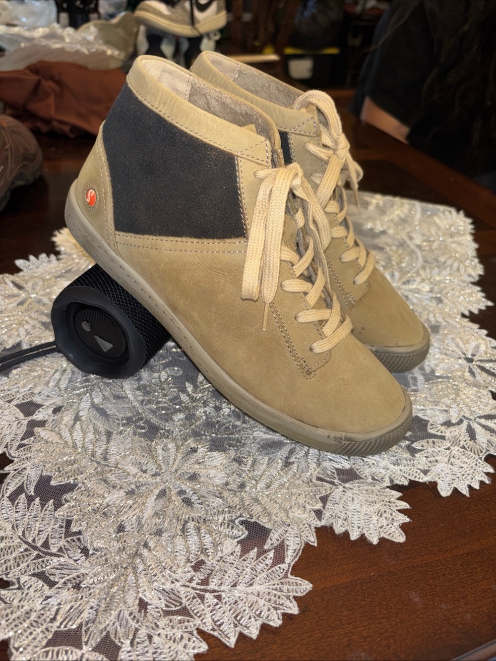 Casual Beige Suede High-Top Sneakers